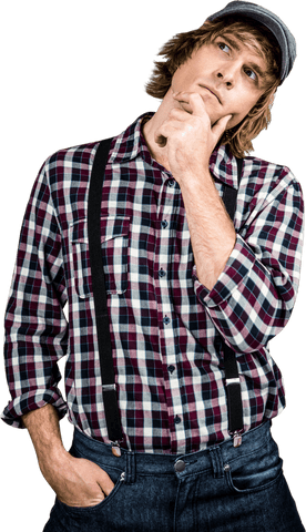 Transparent Hipster Man Contemplating with Suspender Outfit - Download Free Stock Videos Pikwizard.com
