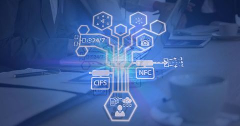 Business executive analyzing digital interface trends
