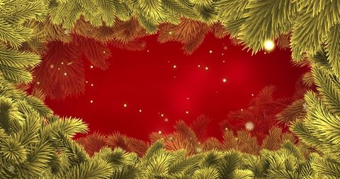 Festive Christmas Fir Branch Frame with Sparkling Lights
