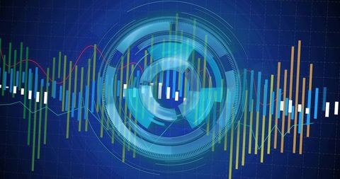 Futuristic hud interface with multicolor chart elements