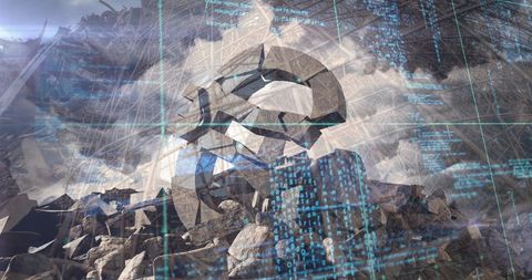 Euro Currency Crisis Overlaid with Data Visuals Representing Economic Turbulence