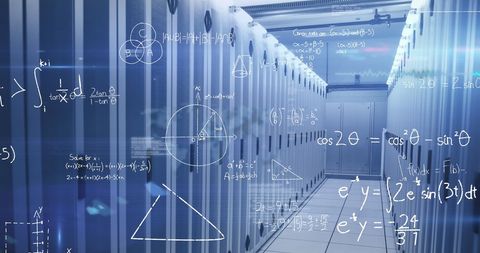 Conceptual Representation of Mathematical Analysis in Server Data Centers - Download Free Stock Images Pikwizard.com
