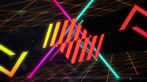 Neon Triangular Shapes with Modern Geometric Elements Background