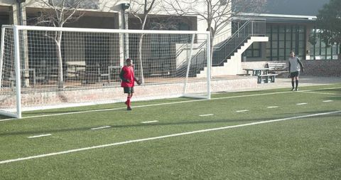 Youth Soccer, Player Approaching Goal, on Outdoor Field - Download Free Stock Images Pikwizard.com