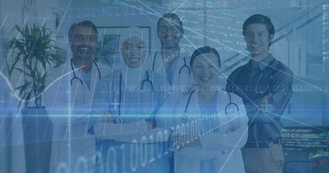 Diverse Medical Team with Virtual Data Overlay