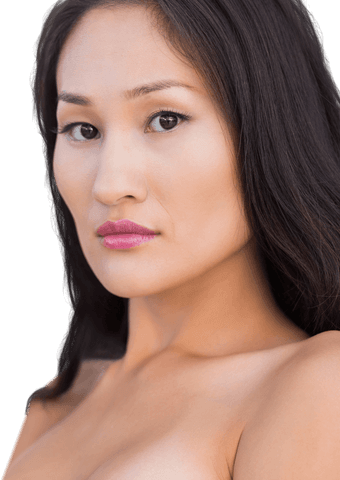 Close-Up of Asian Woman on Transparent Background