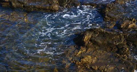 Calm Sea Waves Crashing on Rocky Shoreline - Download Free Stock Images Pikwizard.com