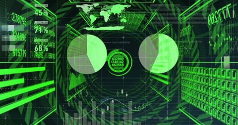 Futuristic interface holographic digital control room