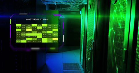 Digital Interface Monitoring System in Futuristic Server Room - Download Free Stock Images Pikwizard.com