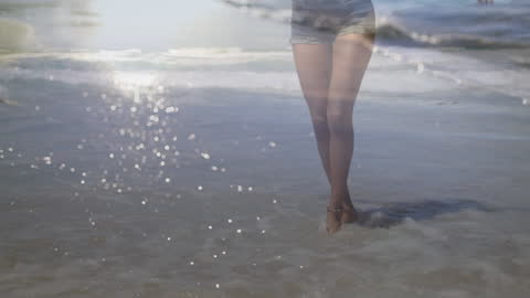 Seaside Serenity with Distinct Waves and Sunlight Sparkle