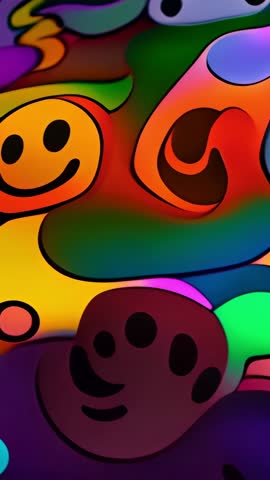 Vertical Looping Motion Graphics Featuring Pulsing Red Icon, Zigzag Expansion and Wobbling Color Blo