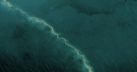 Dynamic Thunderstorm with Striking Lightning in Mysterious Green Sky - Download Free Stock Images Pikwizard.com