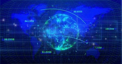 Futuristic 3d globe with technological data interface