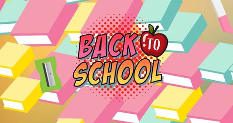 Back to School Retro Comic Style with Books Bouncing