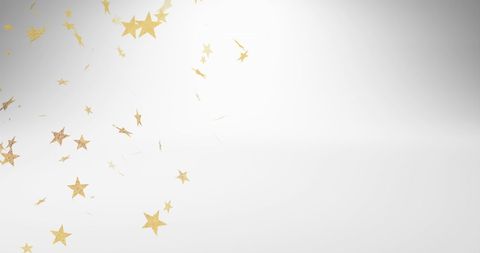 Floating golden stars on white background for celebrations