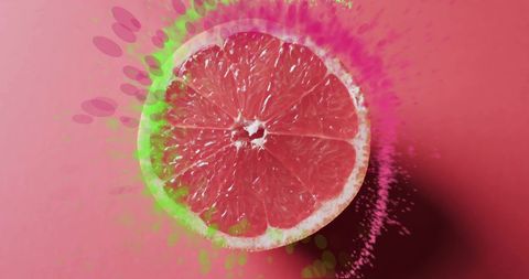 Grapefruit Slice with Vibrant Pink and Green Splashes - Download Free Stock Images Pikwizard.com