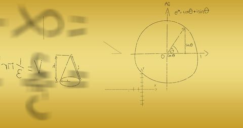 Mathematical Equations on Digital Orange Background