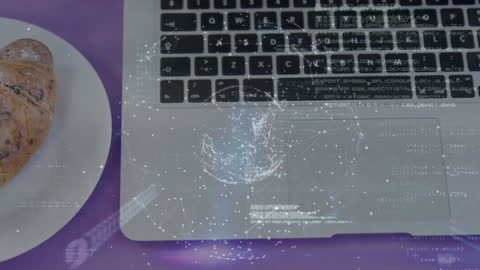 Digital Data Visualization Over Laptop Workspace