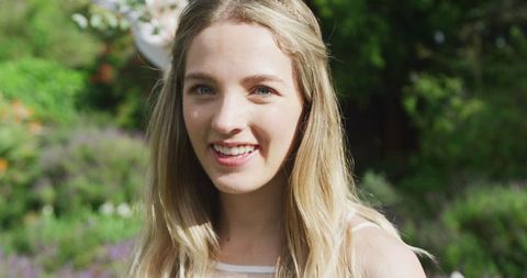 Smiling Bride Enjoys Outdoor Wedding Ceremony