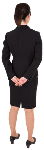 Transparent Rear View of Asian Businesswoman Standing in Suit