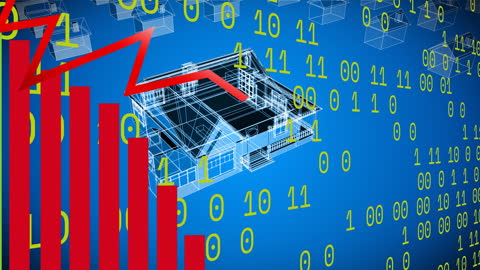 Digital House Models with Financial Graphs and Binary Code Visualization
