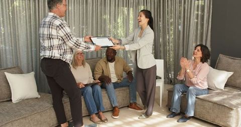 Certificate presentation in group therapy session