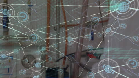 Innovative Scientist in Laboratory with Data Network Overlay