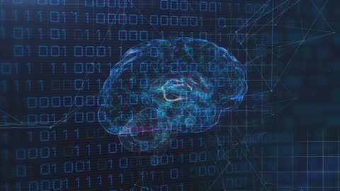 Digital Brain with Binary Code Illustration