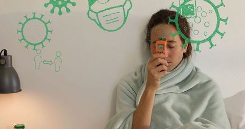 Patient monitoring temperature at home in quarantine environment