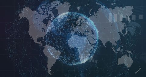 Digital World Map with Globe and Data Connections - Download Free Stock Images Pikwizard.com