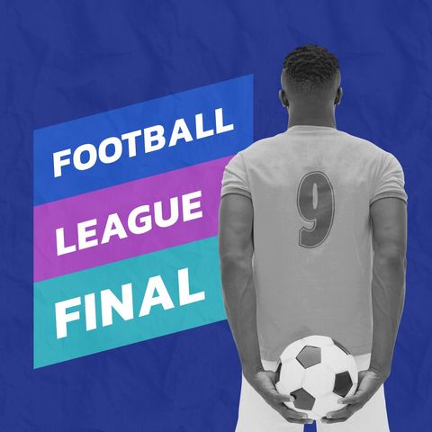 football player holding ball with league final announcement - Download Free Stock Templates Pikwizard.com