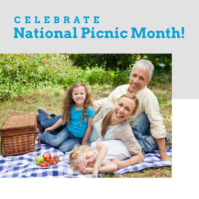 Happy Family Enjoying National Picnic Month Celebration at Park - Download Free Stock Templates Pikwizard.com