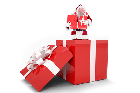 Transparent Santa Holding Gift In Large Christmas Present - Download Free Stock Videos Pikwizard.com