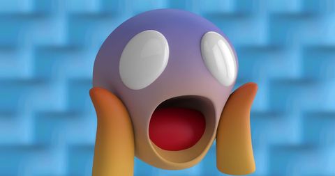 Colorful 3D Emoji Expressing Surprise on Blue Background