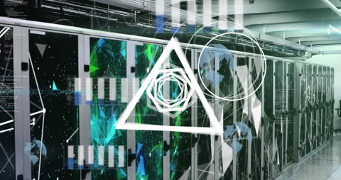 Data Processing Animation on Digital Server Background