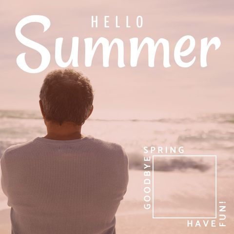 Man Contemplating Ocean Waves in Peaceful Summer Moments - Download Free Stock Templates Pikwizard.com