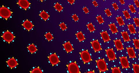 Abstract Red Cells on Dark Gradient Background