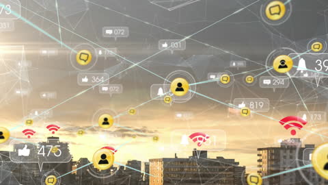 Social Media Network Overlay on Urban Cityscape