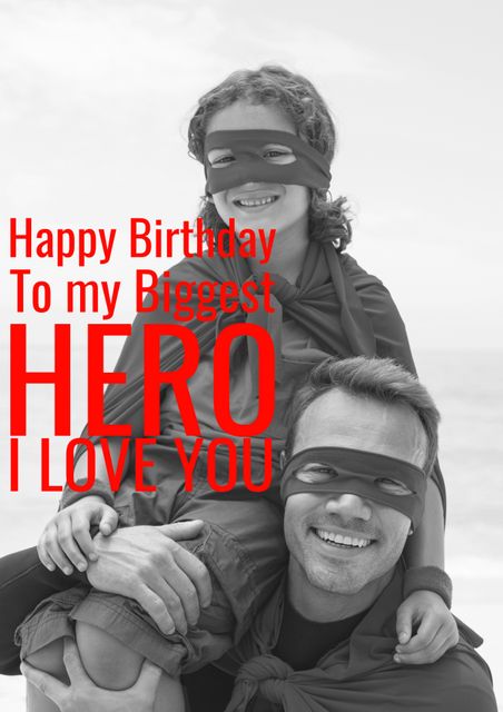 Superhero Father and Son Happy Birthday Celebration - Download Free Stock Templates Pikwizard.com