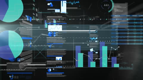 Futuristic Digital Data Processing and Analysis Display