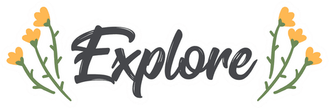 Explore Script with Transparent Background and Botanical Decor