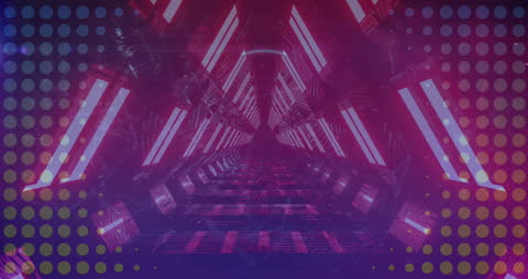 Neon Digital Pathway with Futuristic Grids and Lights