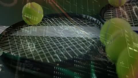 Futuristic Tennis Rackets with Digital Interface and Ball Animation