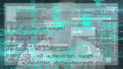 Digital Data Processing Animation with Woman Background