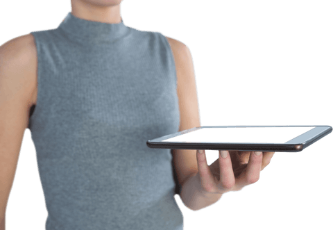 transparent image businesswoman holding tablet mid section - Download Free Stock Videos Pikwizard.com