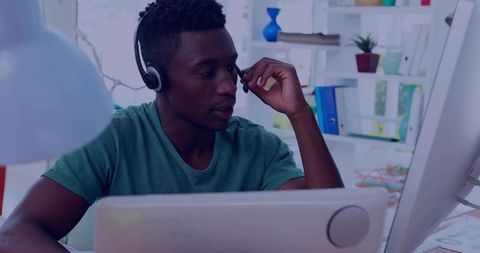Adjusting headset while monitoring code and analytics on desktop for remote it support