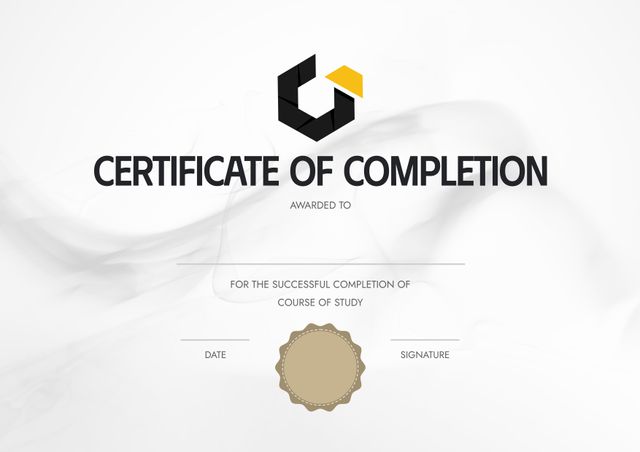 Certificate of Completion Template with Minimalist Design - Download Free Stock Templates Pikwizard.com