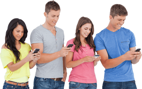 Young Friends Texting Together On Transparent Background - Download Free Stock Videos Pikwizard.com