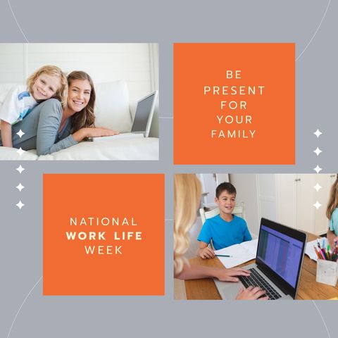 National Work Life Week Celebration with Family and Technology - Download Free Stock Templates Pikwizard.com