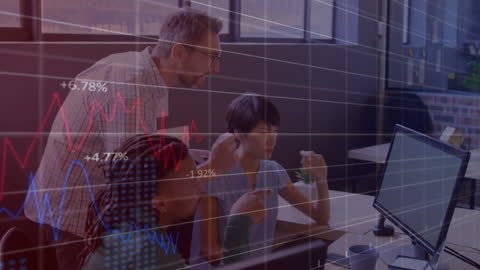 Business Team Analyzing Data with Advanced Digital Charts